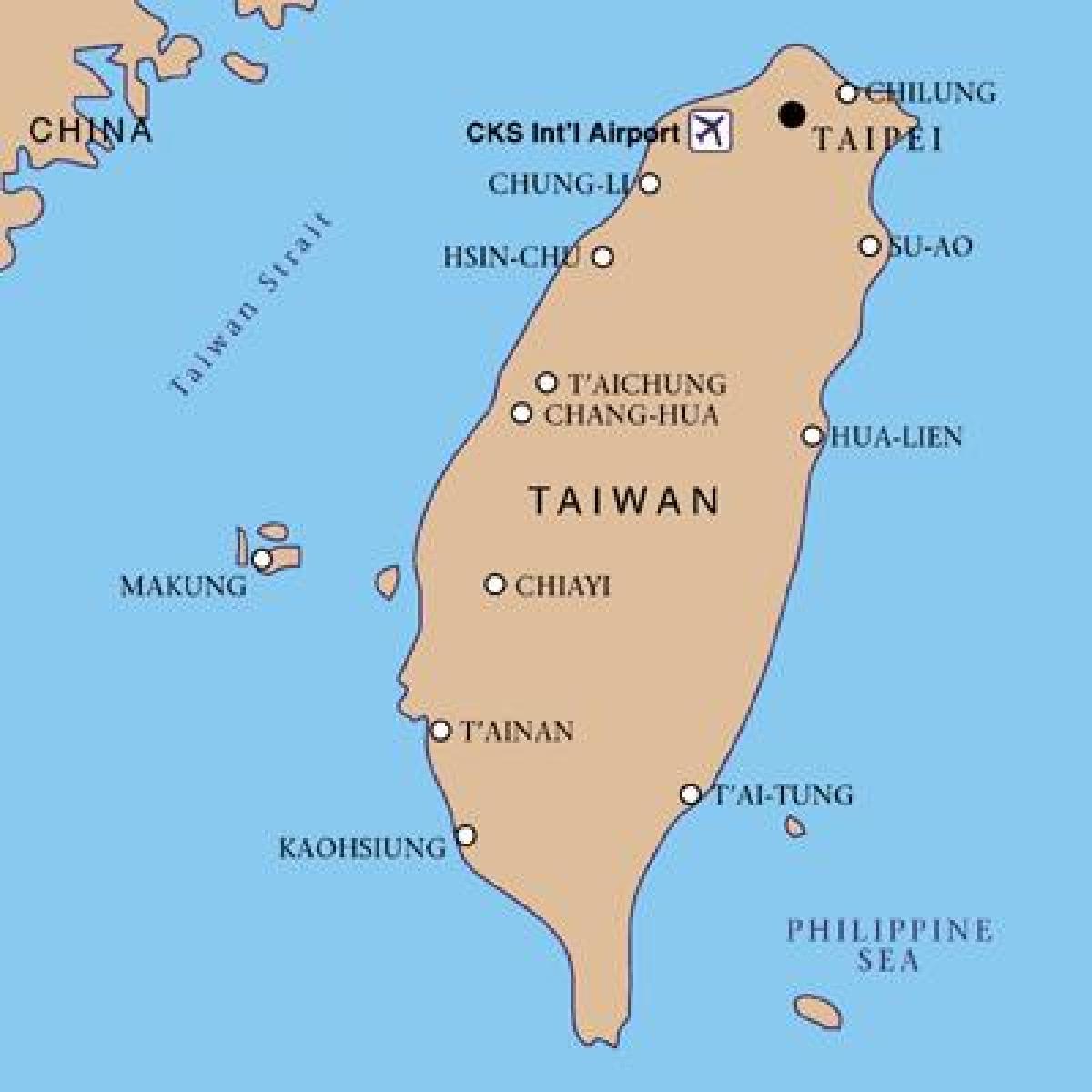 Tajwan międzynarodowego lotniska na mapie