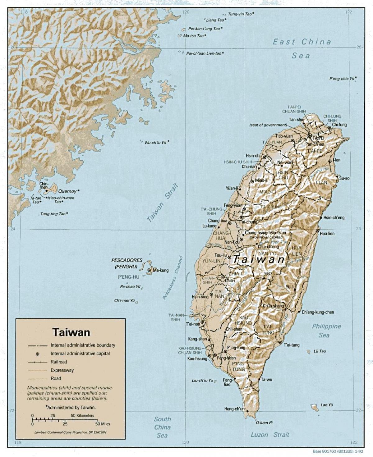 Mapa Tajwanu surf 