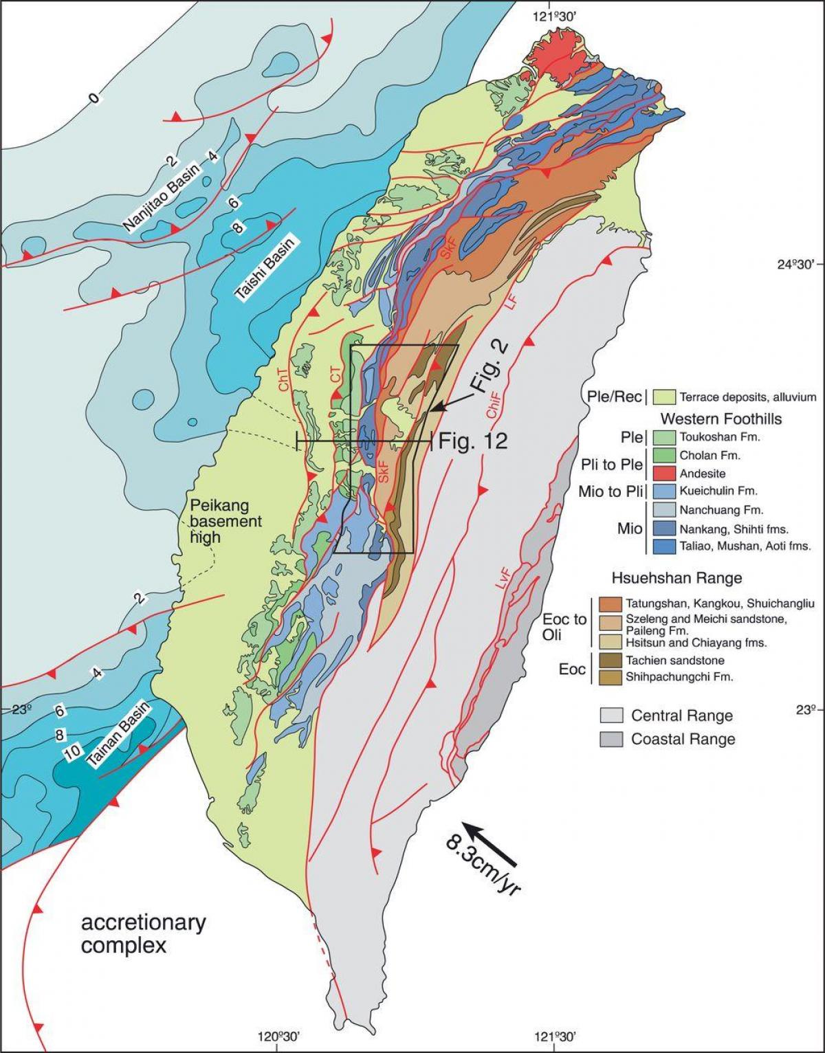 Mapa Tajwanu geologicznych