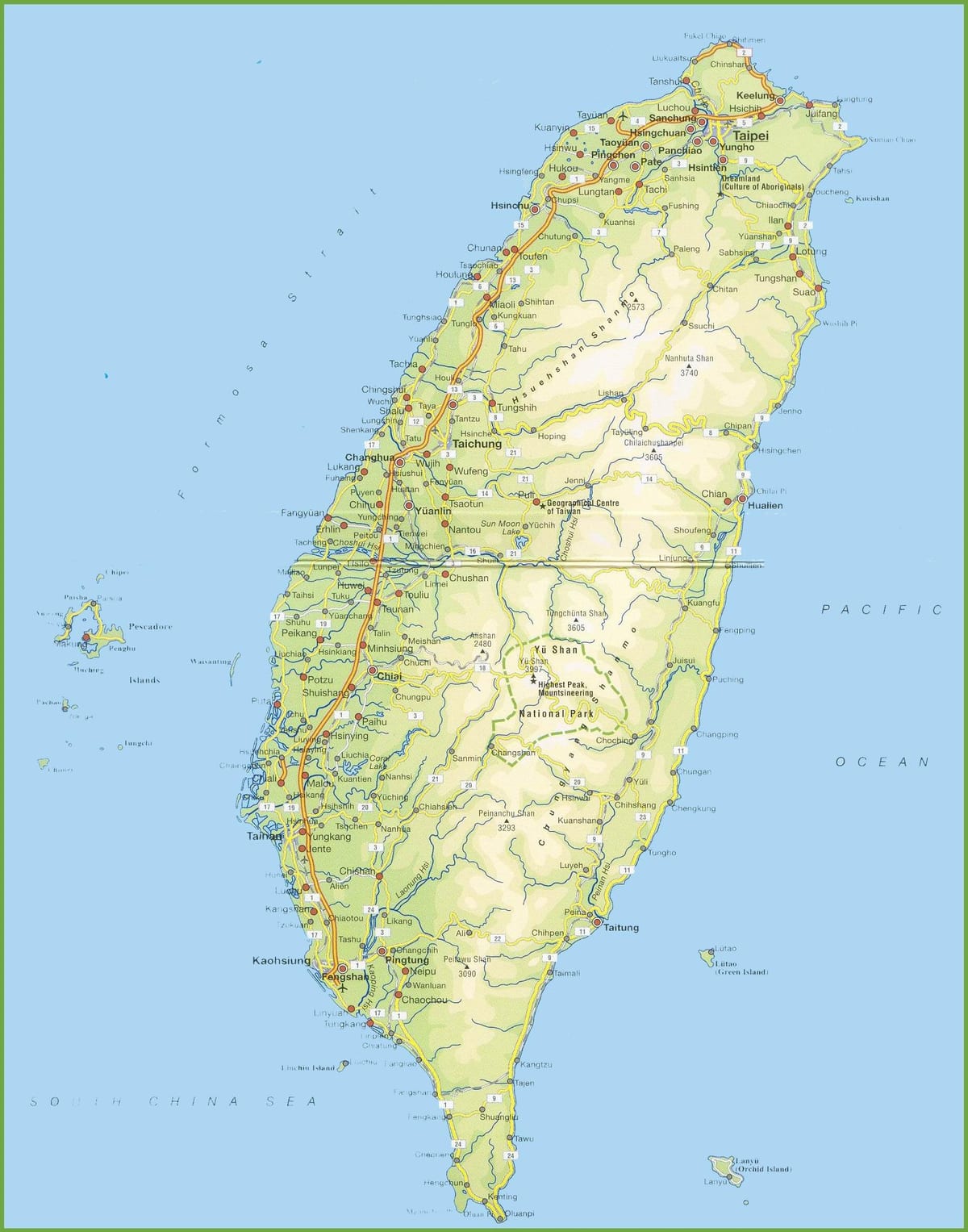 Mapa Tajwanu w trybie offline