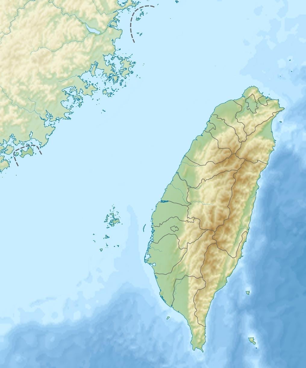Mapa Tajwanu wysokości