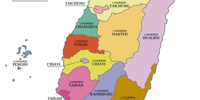 Mapa prowincji Tajwan