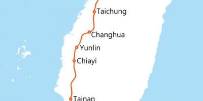 Taiwan high speed rail trasę na mapie