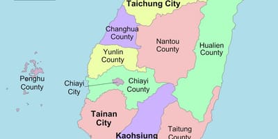 Mapa powiatu Tajwan 