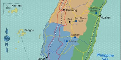 Mapa Tajwanu porty