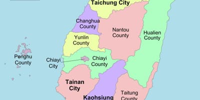 Mapa Tajwanu powiat 